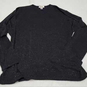 Talbots Black V-Neck Sweater With Metallic Thread